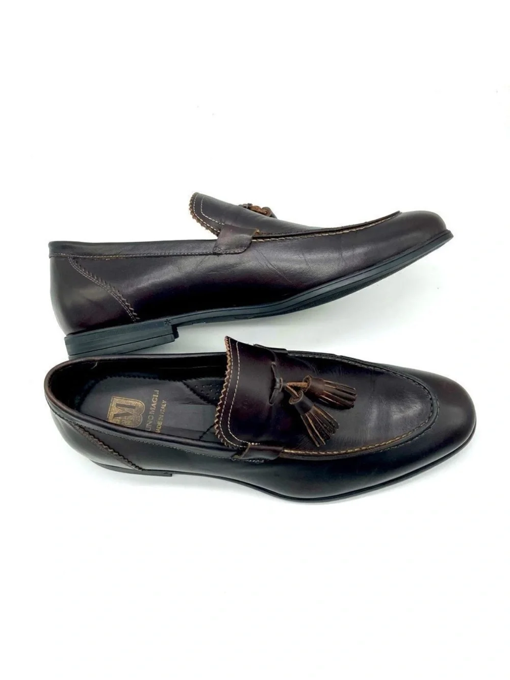 Bruno Magli Berna Men’s Brown Leather Tassel Loafers Size 8 Made in Italy